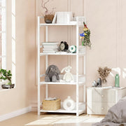 Lukzer 4-Tier Multipurpose Metal & Wood Kitchen Storage Rack (MKR-004/White & White)