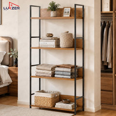 Lukzer 4-Tier Multipurpose Kitchen Organizer Rack (MMR-001/Black & Oak Brown)