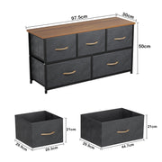 Lukzer 5-Drawer Fabric Storage Organizer for Closet (MMR-003/Black & Oak Brown)