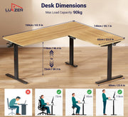 Lukzer L-Shape Electric Height Adjustable Study Desk (EST-001/Black & Oak Light)