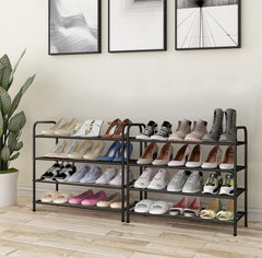 Lukzer Metal 4 Layer Shoe Rack Organizer (Black)