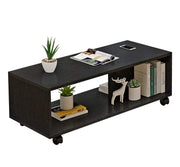 Lukzer Engineered Wood Center Table with Wheels Open Storage Desk (CT-003/Wenge)