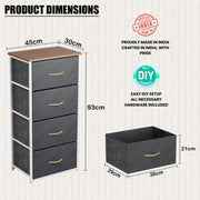 Lukzer 4-Drawer Fabric Storage Organizer for Closet (MMR-002/White & Oak Brown)