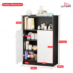 Lukzer 4-Tier Engineered Wood Shoe Organizer Rack Shelf with Door (SR-003/Black)