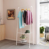 Lukzer Modern Metal Garment Rack with 2 Bottom Shelves – A-Shape - Frame Design (Black/White)