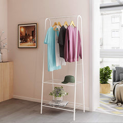 Lukzer Modern Metal Garment Rack with 2 Bottom Shelves – A-Shape - Frame Design (Black/White)
