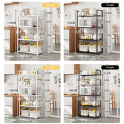 Lukzer Modular Kitchen Storage Rack Plastic & Metal Organizer (5-Tier/PMR-006/White)