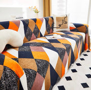 Chenille Throw Blanket (Leaf Line Patch)