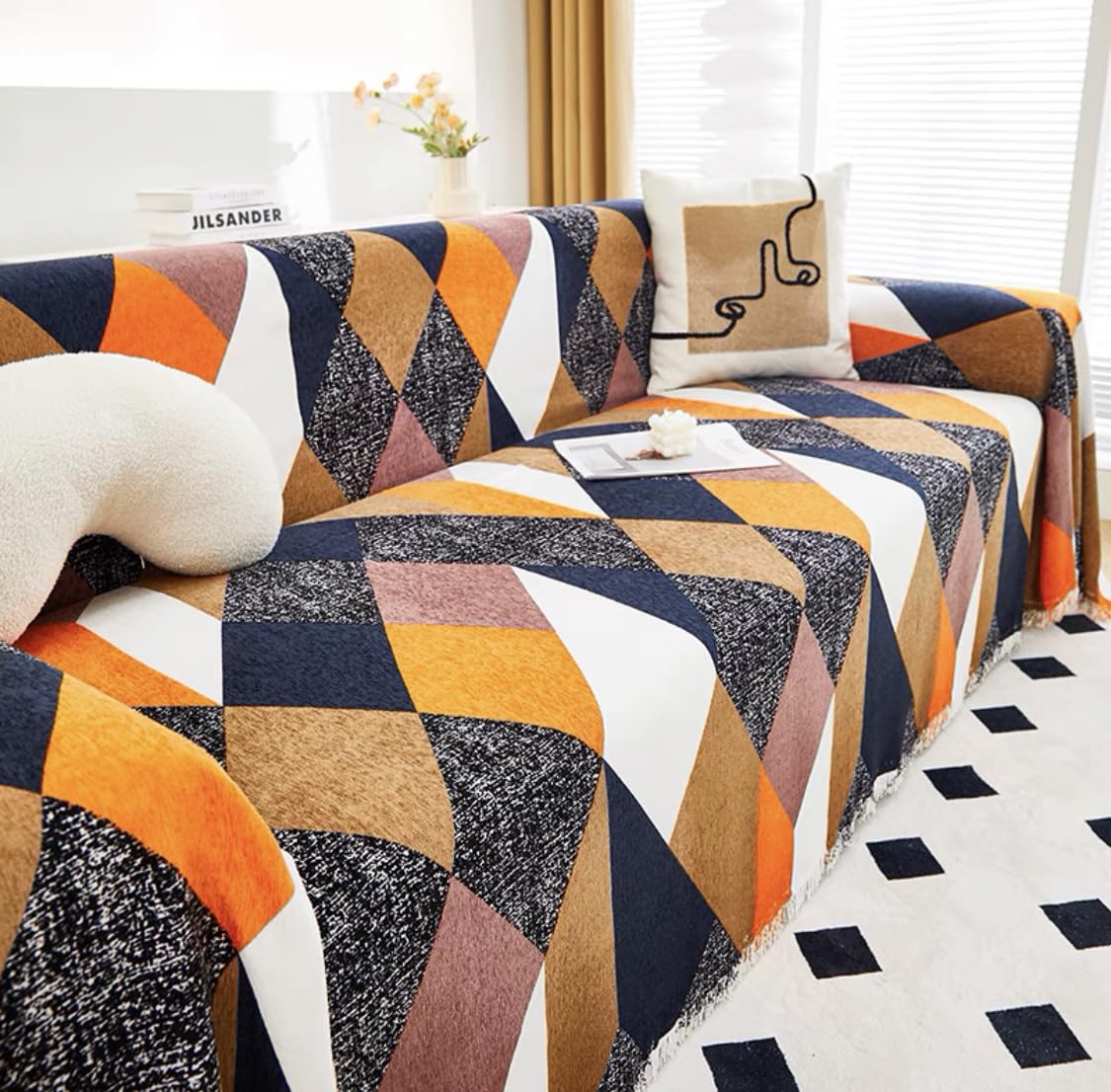 Chenille Throw Blanket (White Poly Prism)