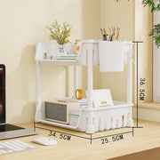Lukzer 2-Tier Plastic Desk Storage & Book Organizer with Pen Holder (PMR-008/White)
