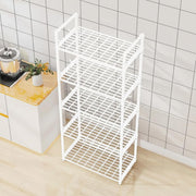 Lukzer Modular Kitchen Storage Rack Plastic & Metal Organizer (5-Tier/PMR-006/White)