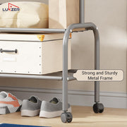 Lukzer Single Pole Portable Metal Garment Rack with 2 Bottom Shelves (MGR-008/Grey)