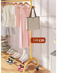 Multi-Functional Cloth Rack Stand with Bottom Shelves & Wheels | (Cat Ear Design/148x120x38cms)