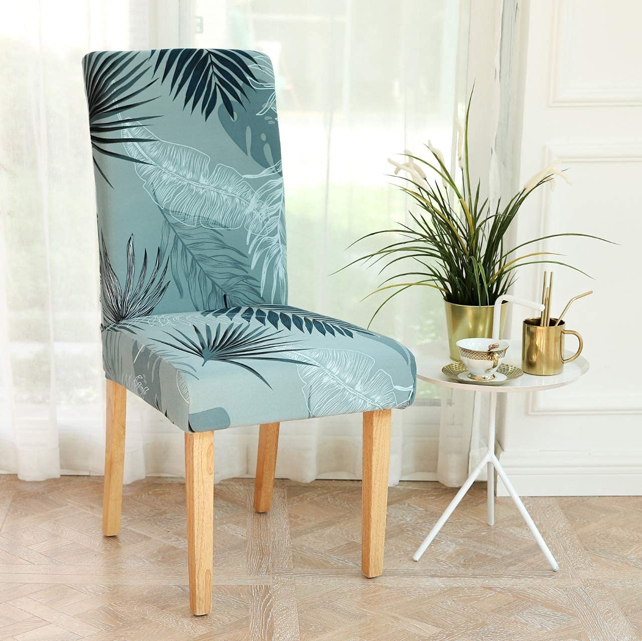 Lukzer Polyester Chair Cover -  Dark Grey with Print (CC-004-01)