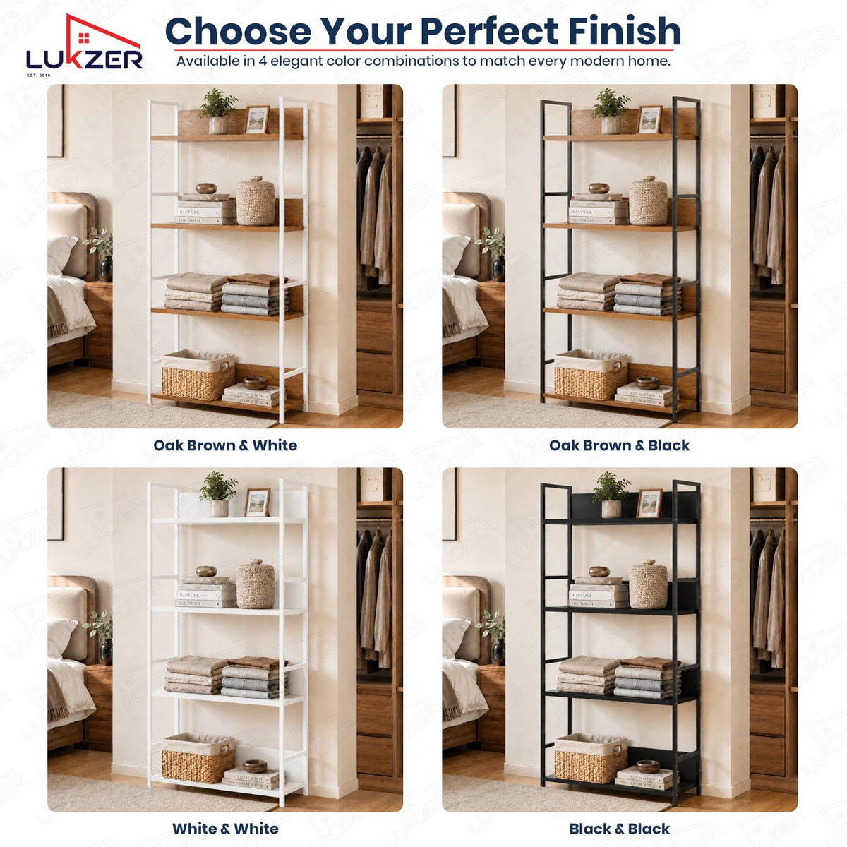 Lukzer 4-Tier Multipurpose Kitchen Organizer Rack (MMR-001/Black & Oak Brown)