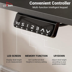 Lukzer Dual Motor Electric Height Adjustable Desk Memory Controller Standing Table EST-002/Black & Black)