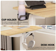 Lukzer L-Shape Electric Height Adjustable Study Desk (EST-001/White & Oak Light)