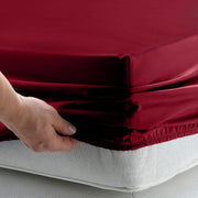 Lukzer Terry Cotton Waterproof Mattress Protector Maroon (MTP-MAR-001)