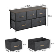 Lukzer 5-Drawer Fabric Storage Organizer for Closet (MMR-003/Black & Wenge)