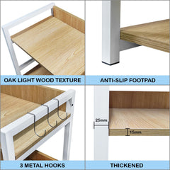 Lukzer 3-Tier Multipurpose Metal & Wood Kitchen Storage Rack (MKR-003/Oak Light with White)