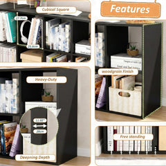 Lukzer 8 Cube Shelf Engineered Wood Bookshelf Storage Organizer (MR-009/Black)