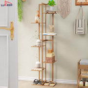 Lukzer 6-Tier Bamboo Plant Stand | Indoor Outdoor Tiered Plant Shelf Organizer