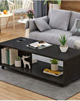 Center Table with Open Storage & Wheels | (CT-003)