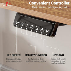 Lukzer Dual Motor Electric Height Adjustable Desk Memory Controller Standing Table EST-002/Black & Oak Brown)