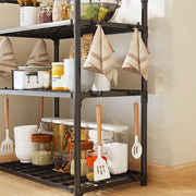 Lukzer Modular Kitchen Storage Rack Plastic & Metal Organizer (3-Tier/PMR-004/Black)