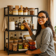 Lukzer Modular Kitchen Storage Rack Plastic & Metal Organizer (3-Tier/PMR-004/Black)