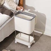 Lukzer 3-Tier Rolling Utility Cart with Trash Bin | Slim Plastic & Steel Organizer (PMR-007/White)