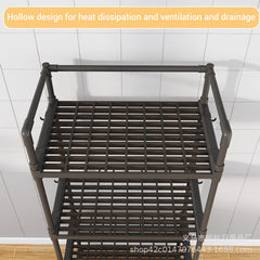 Lukzer Modular Kitchen Storage Rack Plastic & Metal Organizer (4-Tier/PMR-005/Black)