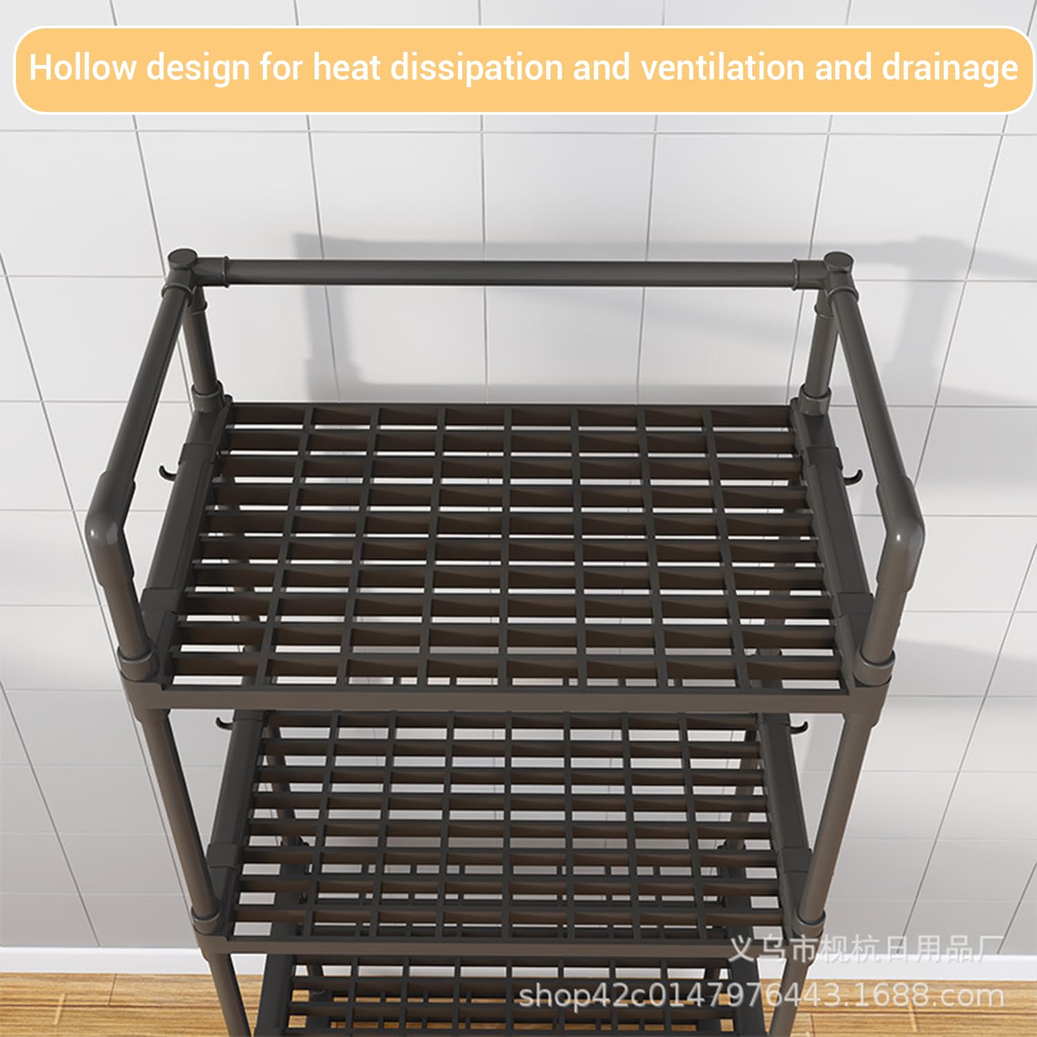 Lukzer Modular Kitchen Storage Rack Plastic & Metal Organizer (4-Tier/PMR-005/Black)