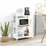 Lukzer 3-Tier Multipurpose Metal & Wood Kitchen Storage Rack (MKR-003/White & White)