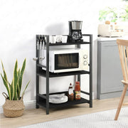 Lukzer 3-Tier Multipurpose Metal & Wood Kitchen Storage Rack (MKR-003/Black & Black)