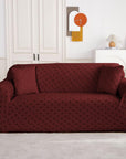 Jacquard Sofa Cover (Pastel Deep Maroon Basket Weave )