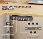 Lukzer L-Shape Electric Height Adjustable Study Desk (EST-001/Black & Oak Light)