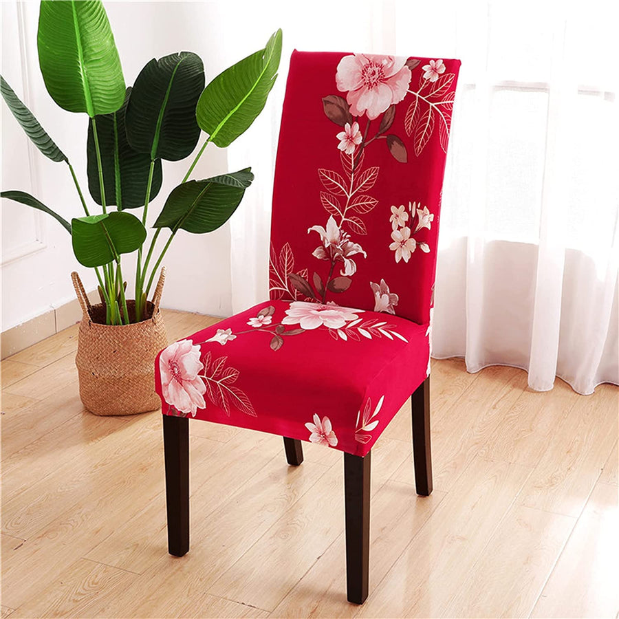Lukzer Polyester Chair Cover -  Red Flower (CC-014-01)