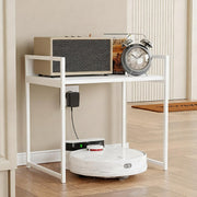 Lukzer 1-Tier Multipurpose Metal & Wood Kitchen Storage Rack (MKR-001/White With White)