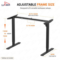 Lukzer Electric Height Adjustable Desk Frame (EST-003-F/Black)
