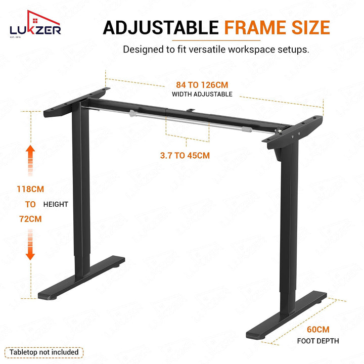 Lukzer Electric Height Adjustable Desk Frame (EST-003-F/Black)