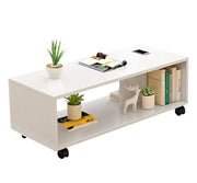 Lukzer Center Table with Open Storage & Wheels – Modern Coffee Table Organizer (Light OaLukzer Engineered Wood Center Table with Wheels Open Storage Organizer (CT-003/White)k, White & Wenge) | CT-003