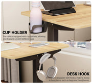 Lukzer L-Shape Electric Height Adjustable Study Desk (EST-001/Black & Oak Light)