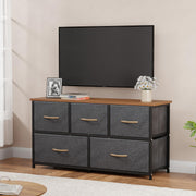 Lukzer 5-Drawer Fabric Storage Organizer for Closet (MMR-003/Black & Oak Brown)