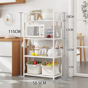 Lukzer Modular Kitchen Storage Rack Plastic & Metal Organizer (4-Tier/PMR-005/White)