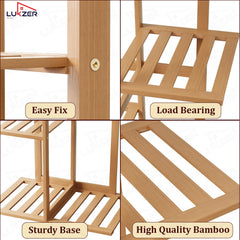Lukzer 5-Tier Bamboo Plant Stand | Indoor Outdoor Tiered Plant Shelf Organizer