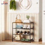 Lukzer 3-tier Metal & Wooden Multipurpose Storage Organiser Rack (Black)