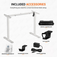 Lukzer Electric Height Adjustable Desk Frame (EST-003-F/White)