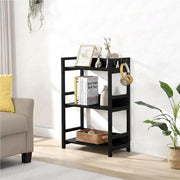 Lukzer 3-Tier Multipurpose Metal & Wood Kitchen Storage Rack (MKR-003/Black & Black)