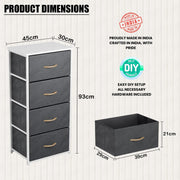 Lukzer 4-Drawer Fabric Storage Organizer for Closet (MMR-002/White & White)